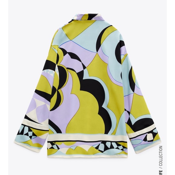 ZARA 2 Piece Printed Shirt XS And Wide Leg Pants M - Picture 3 of 5